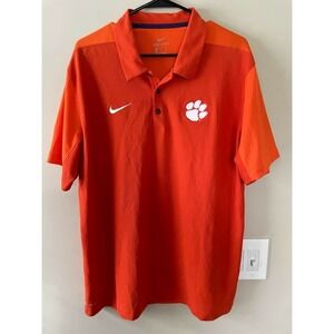 Nike Clemson Tigers Men's Short Sleeve Polo Shirt Orange Purple Size XL